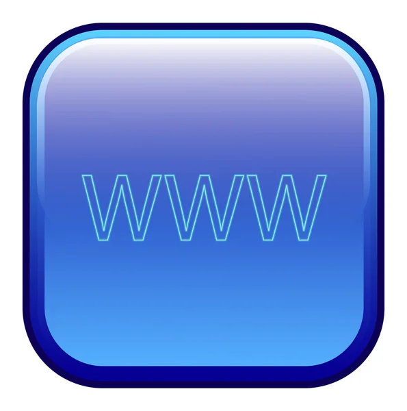 Grote blauwe knop met het label 'www" — Stockvector