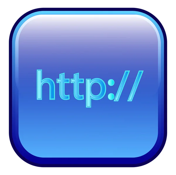 Grote blauwe knop met het label 'http" — Stockvector