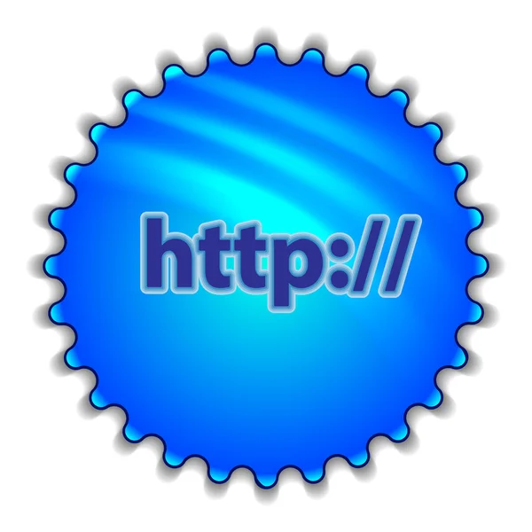 Grote blauwe knop met het label 'http" — Stockvector