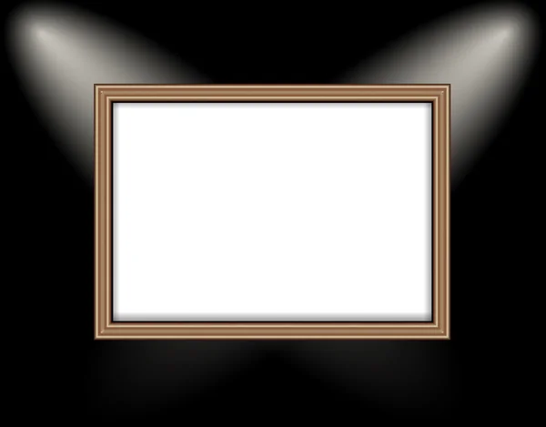 Blank frame on a colored wall lighting spotlights — Stock Vector