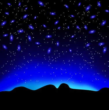 dağ vektör arka plan üzerinde gece gökyüzünde yıldızlar