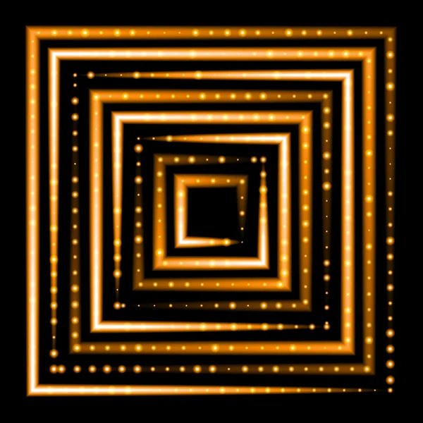 Oranje neon vierkante vector achtergrond — Stockvector