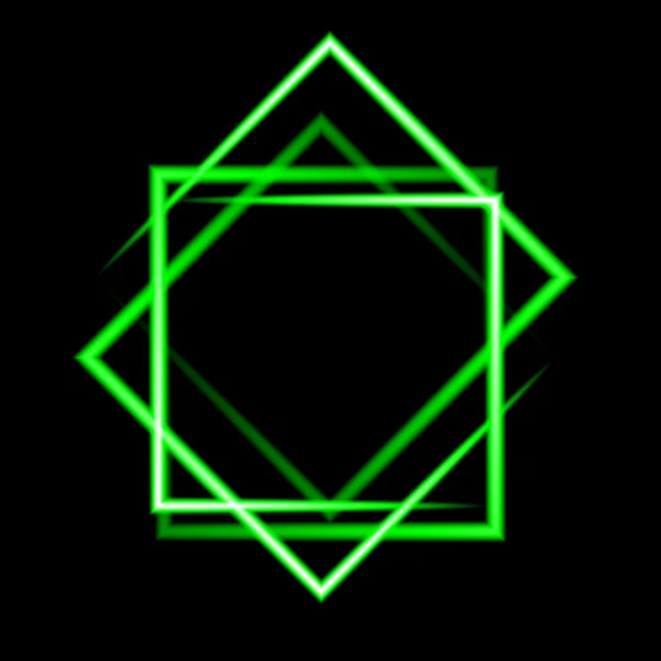 Groene neon vierkante vector achtergrond — Stockvector