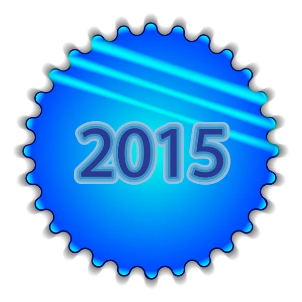 Grote blauwe knop met het label "2015" — Stockvector