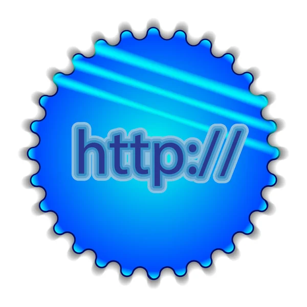 Grote blauwe knop met het label 'http" — Stockvector