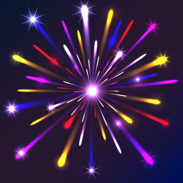 Graphic fireworks in black background — Stock Vector