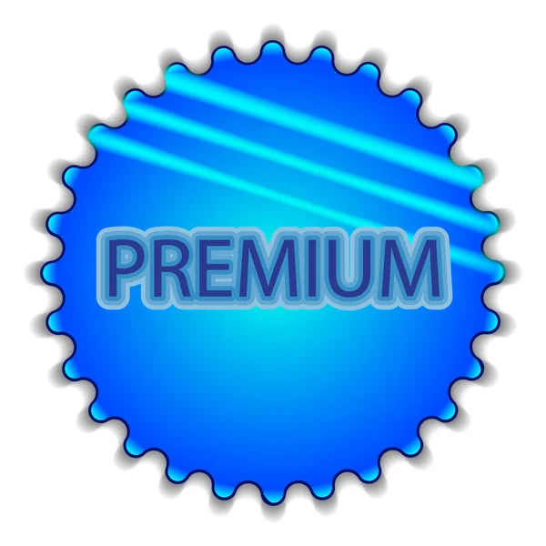 Grote blauwe knop met het label "premium" — Stockvector