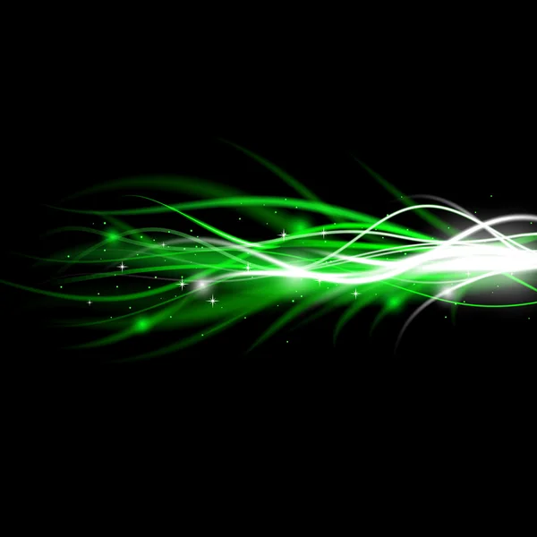 ぼやけた抽象的なグリーン光効果背景を輝き — ストックベクタ