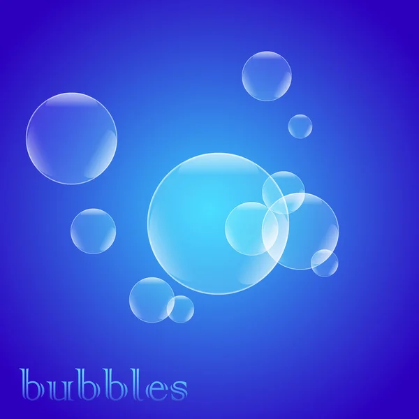 Bright blue soap bubbles — Stock Vector