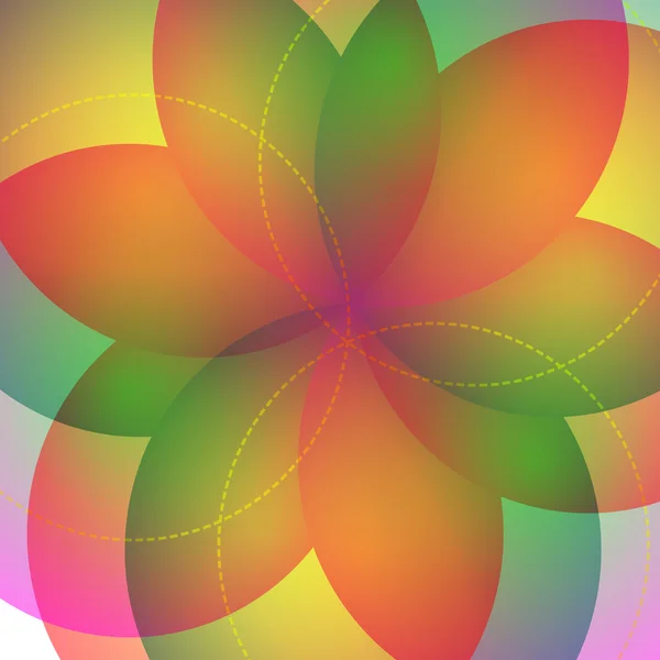 明るい幾何学的な花の背景。フロー スペクトル光 — ストックベクタ