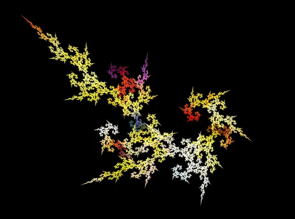 Multicolor fractal flower on black background. Computer generated graphics. — Stock Photo, Image