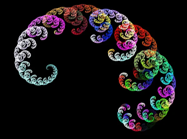 Multicolor fractal flower on black background. Computer generated graphics. — Stock Photo, Image