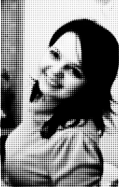 Digital halvton porträtt av vacker flicka. illustration. — Stockfoto