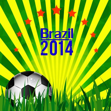 futbol illüstrasyon kart Brezilya bayrağı renklerde. Futbol topu
