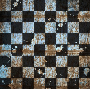 Vintage eski boş satranç tahtası çizilmiş