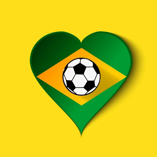 Brasil Ícone de coração com bandeira brasileira —  Vetores de Stock