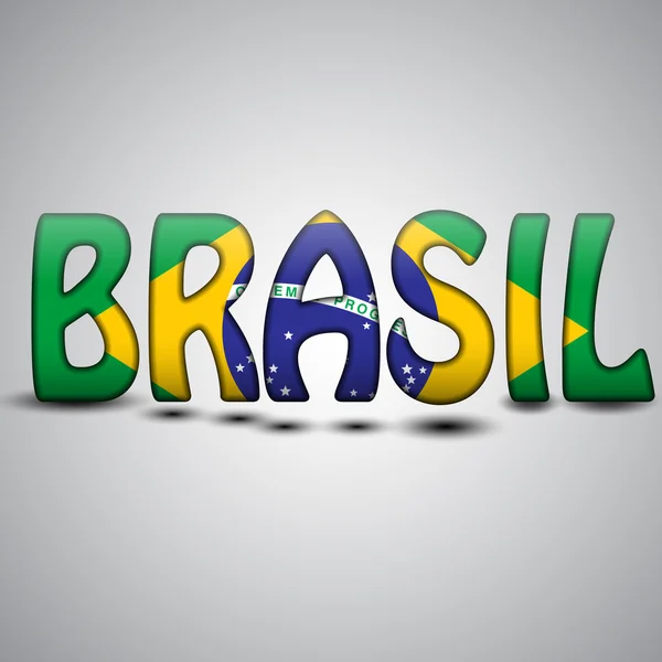 Βραζιλία γράμματα με βραζιλιάνικη σημαία. ποδόσφαιρο — Διανυσματικό Αρχείο