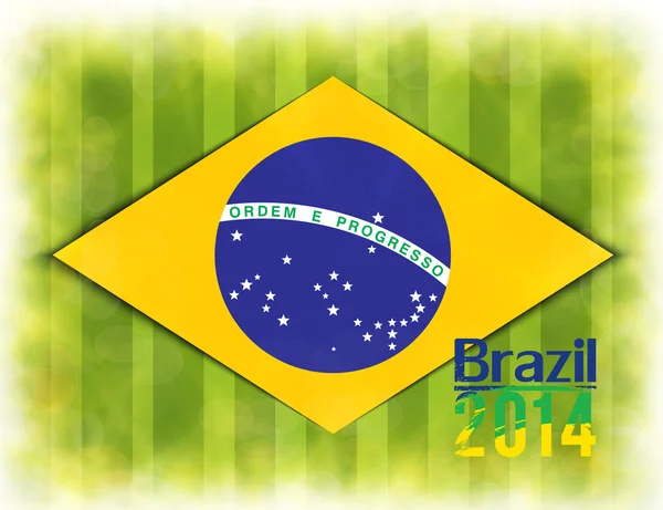 Illustratie voetbal kaart in Brazilië vlag kleuren — 스톡 벡터