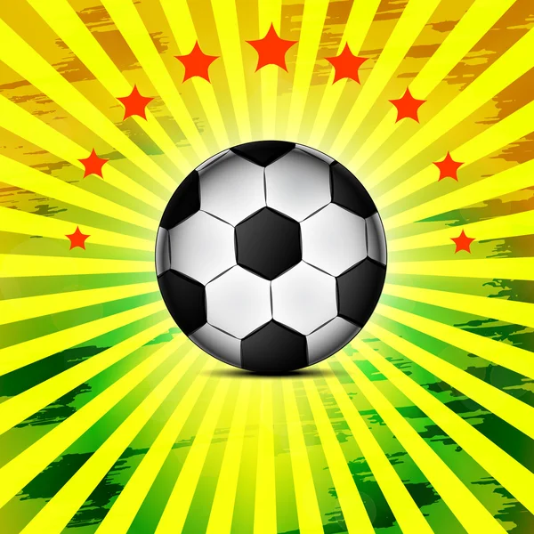 Pallone da calcio su sfondo verde poster — Vettoriale Stock