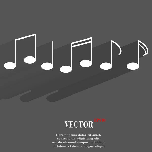Elementos musicais notas ícone web, design plano — Vetor de Stock