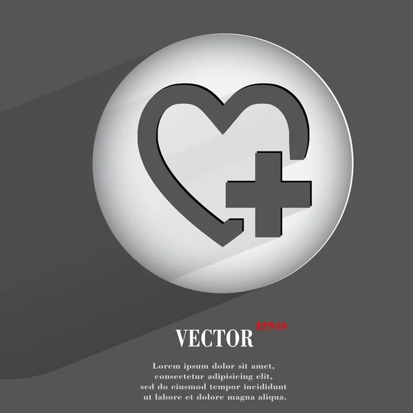 Heart plus.  flat modern design — Stock Vector