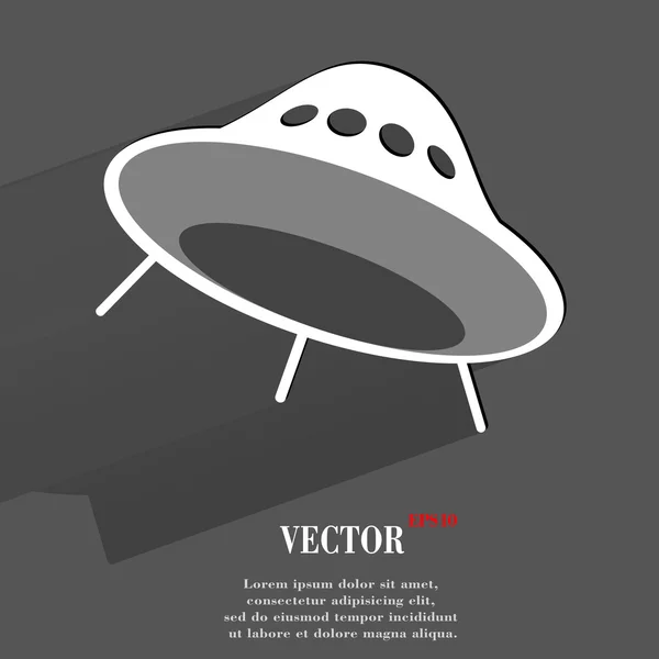 UFO ikona. ploché moderní designrajzfilm, fiatal fiú karakter hajlító a térd vektoros illusztráció — Stockový vektor