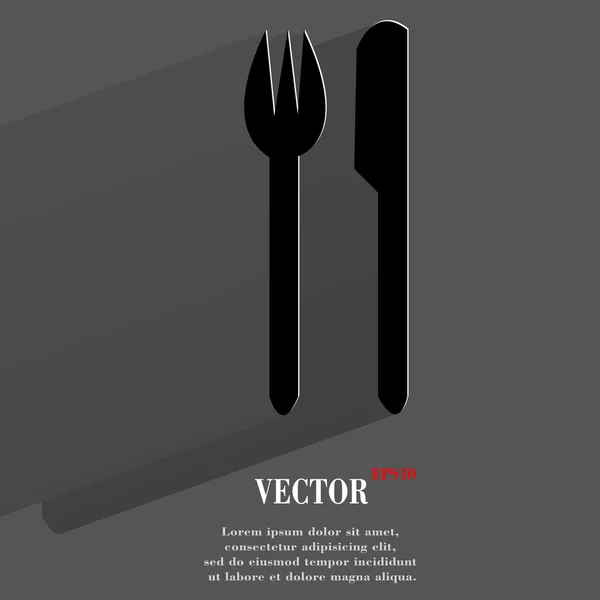 Cubiertos, cuchillo, tenedor icono. diseño moderno plano — Vector de stock