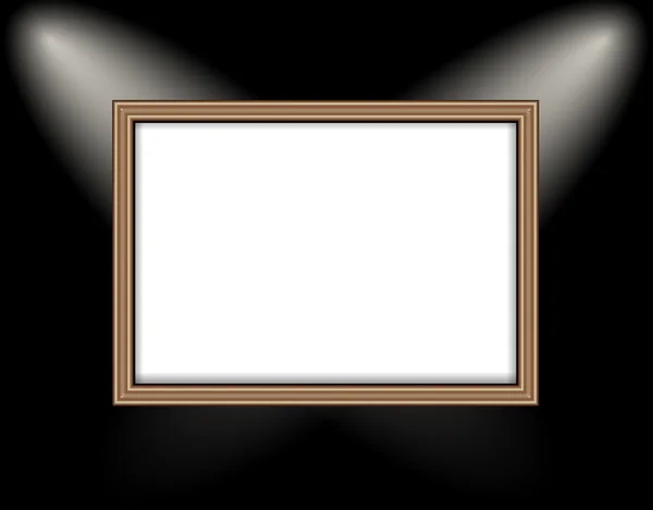 Blank frame on a colored wall lighting spotlights — Stock Photo, Image
