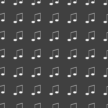 Müzik öğelerini notları web simgesi. düz tasarım. Dikişsiz desen gri.