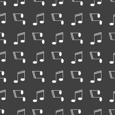 Müzik öğelerini notları web simgesi. düz tasarım. Dikişsiz desen gri.