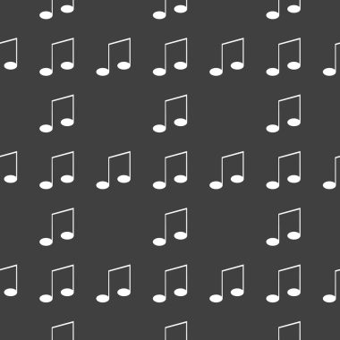Müzik öğelerini notları web simgesi. düz tasarım. Dikişsiz desen gri.