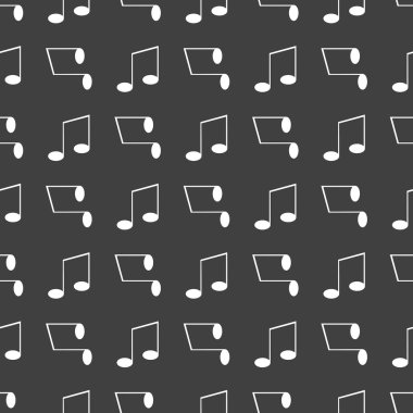 Müzik öğelerini notları web simgesi. düz tasarım. Dikişsiz desen gri.