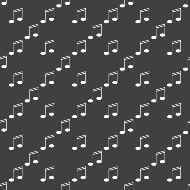Müzik öğelerini notları web simgesi. düz tasarım. Dikişsiz desen gri.