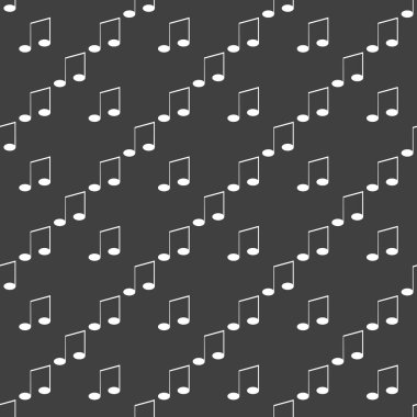 Müzik öğelerini notları web simgesi. düz tasarım. Dikişsiz desen gri.