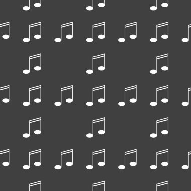 Müzik öğelerini notları web simgesi. düz tasarım. Dikişsiz desen gri.