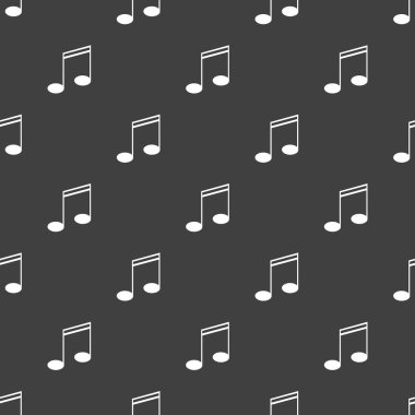 Müzik öğelerini notları web simgesi. düz tasarım. Dikişsiz desen gri.