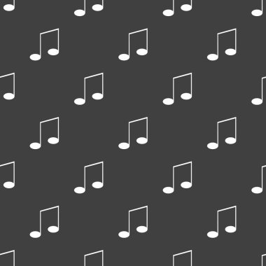 Müzik öğelerini notları web simgesi. düz tasarım. Dikişsiz desen gri.