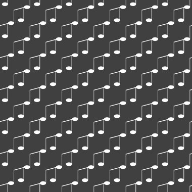 Müzik öğelerini notları web simgesi. düz tasarım. Dikişsiz desen gri.