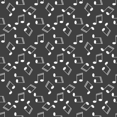 Müzik öğelerini notları web simgesi. düz tasarım. Dikişsiz desen gri.