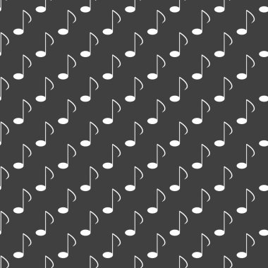 Müzik öğelerini notları web simgesi. düz tasarım. Dikişsiz desen gri.