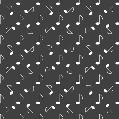 Müzik öğelerini notları web simgesi. düz tasarım. Dikişsiz desen gri.