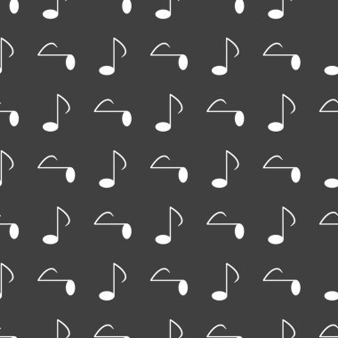 Müzik öğelerini notları web simgesi. düz tasarım. Dikişsiz desen gri.