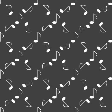 Müzik öğelerini notları web simgesi. düz tasarım. Dikişsiz desen gri.