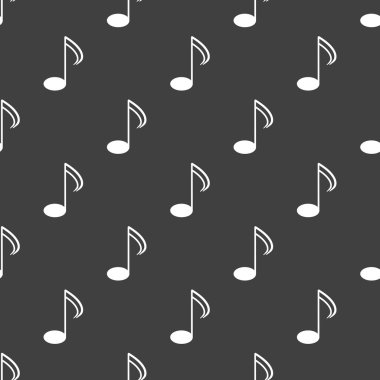 Müzik öğelerini notları web simgesi. düz tasarım. Dikişsiz desen gri.