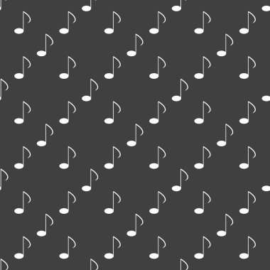Müzik öğelerini notları web simgesi. düz tasarım. Dikişsiz desen gri.