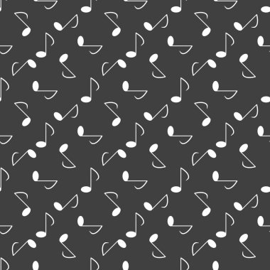 Müzik öğelerini notları web simgesi. düz tasarım. Dikişsiz desen gri.