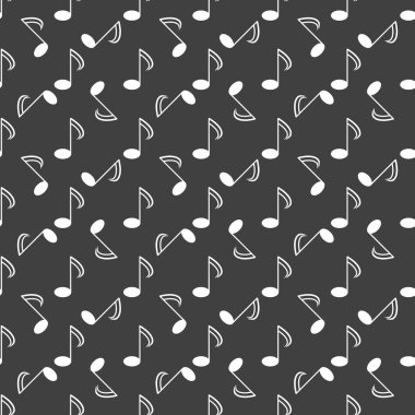 Müzik öğelerini notları web simgesi. düz tasarım. Dikişsiz desen gri.