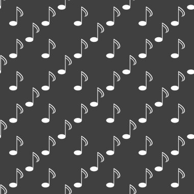 Müzik öğelerini notları web simgesi. düz tasarım. Dikişsiz desen gri.