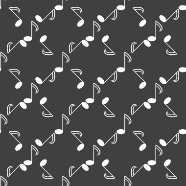 Müzik öğelerini notları web simgesi. düz tasarım. Dikişsiz desen gri.