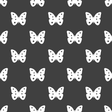 Kelebek web simgesi. düz tasarım. Dikişsiz desen gri.